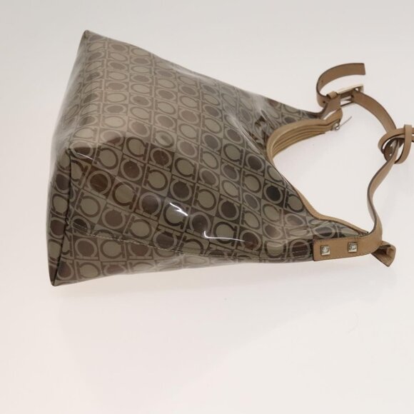 Salvatore Ferragamo Hand Bag Vinyl 2Set Brown Auth mr1382 - Picture 4 of 16